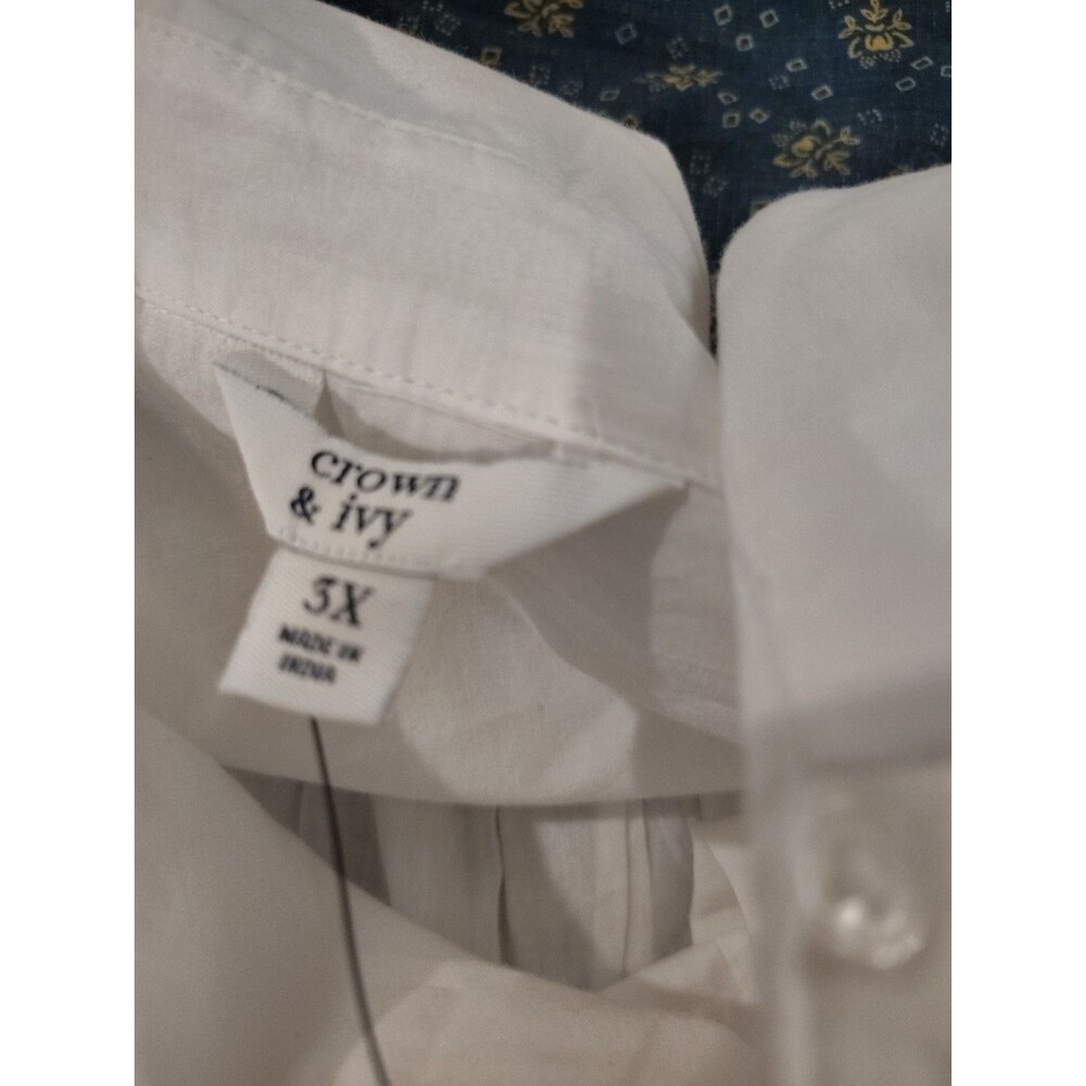 NEW Crown & Ivy Women Plus Sz. 3XL White Dress Embroidered Pineapple Sleeves - Picture 8 of 12